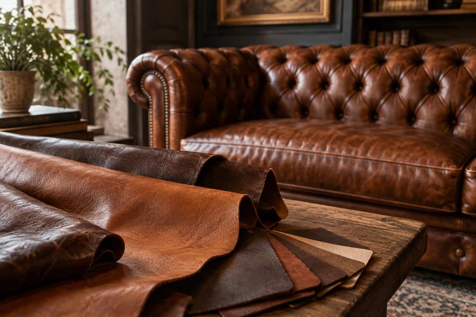 Pelle pieno fiore nel divano Chesterfield: cos’è, come riconoscerla e quando conviene
